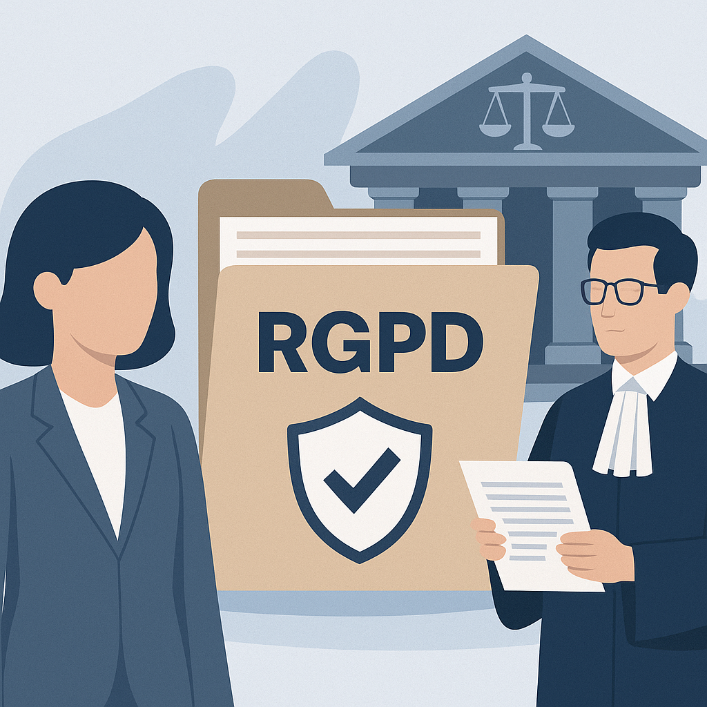 Illustration d'un avocat en droit du travail à Rennes défendant les droits RGPD d'une salariée devant la justice