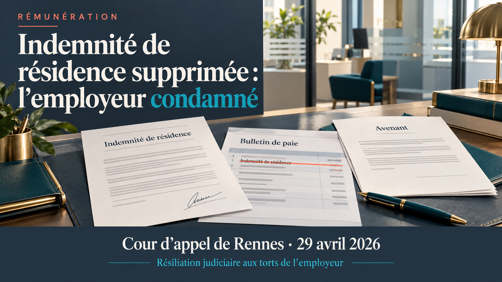 Indemnité de résidence supprimée : résiliation judiciaire aux torts de l’employeur